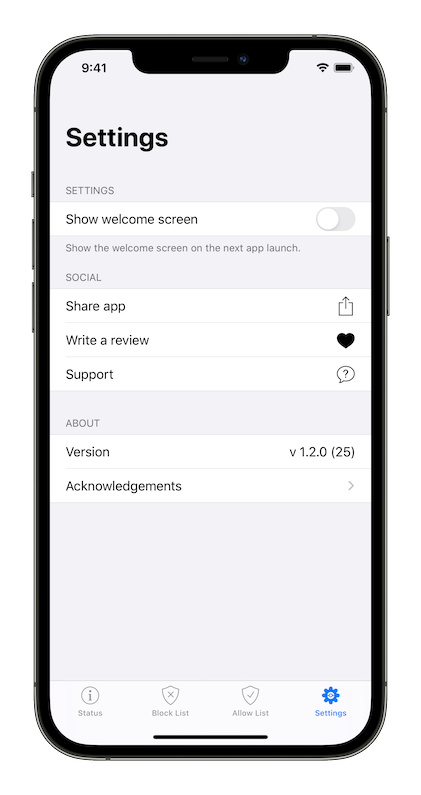 Screenshot of the settings screen on an iPhone 12 Pro Max